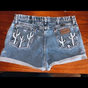 High-Waisted Distressed Wrangler Shorts